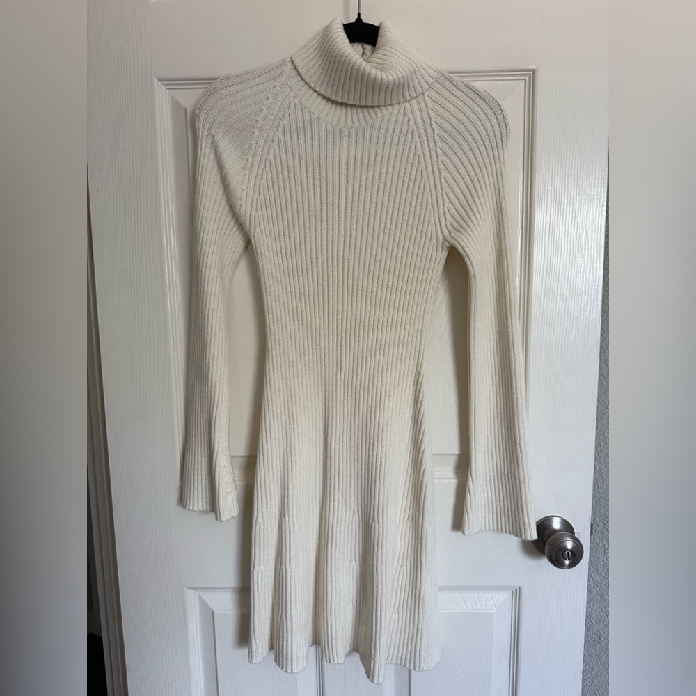 Aritzia Sunday Best Rhapsody Dress Cream Light Birch Turtleneck Dress - Picture 3 of 11